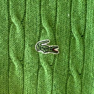 Lacoste Green Cable Knit Crewneck Sweater